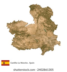 Castilla–La Mancha, Autonomous Community of Spain Topographic Map (EPS)