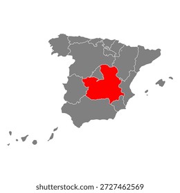 Castilla-La Mancha Spanien Karte Symbol Form, Reise Web flache Vektorgrafik .