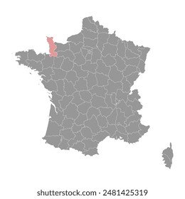 Manche department map, administrative division of France. Vector illustration.