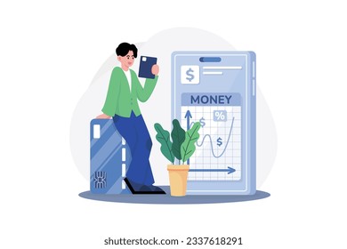 Man-Checking Financial Report Illustration concept on white background