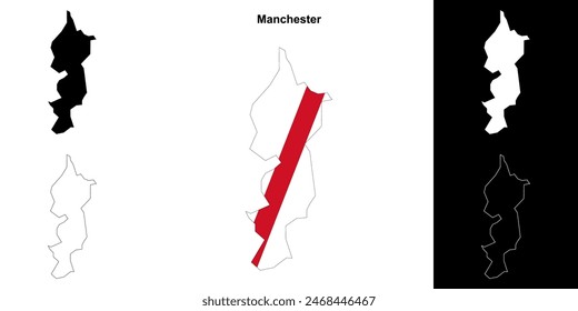 Manchester blank outline map set