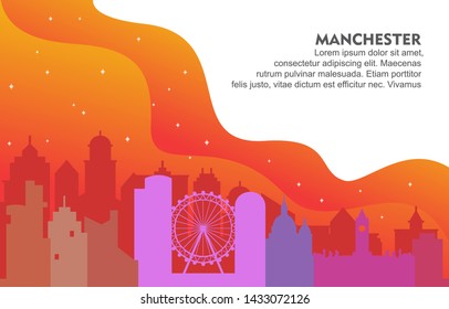 Manchester City Building Cityscape Skyline Dynamic Background Illustration