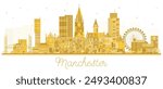 Manchester city skyline silhouette with golden Buildings Isolated on White. Vector Illustration. Business Travel and Tourism Concept with Modern Architecture. Manchester Cityscape with Landmarks.