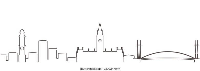 Manchester Dark Line Simple Minimalist Skyline With White Background