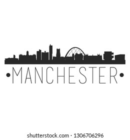 Manchester England. City Skyline. Silhouette City. Design Vector. Famous Monuments.