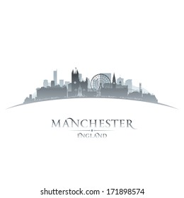 Manchester England city skyline silhouette. Vector illustration