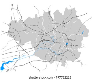 Manchester (England) and the Greater Manchester transportation vector map