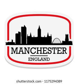 Manchester England Label Stamp Icon Skyline City Design Tourism.