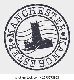 Manchester England Stamp Postal. Silhouette Seal. Passport Round Design. Vector Icon. 