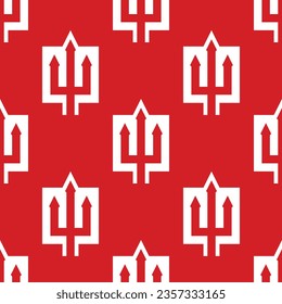 Manchester football vector square seamless pattern with white trident and red background. svg