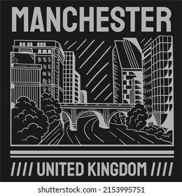 Diseño vectorial en blanco y negro de Manchester