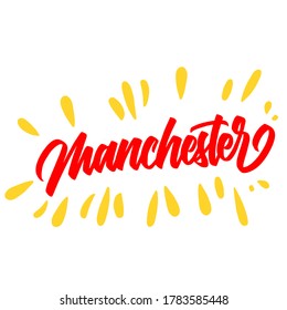 Manchester modern brush calligraphy hand drawn type. typography design.