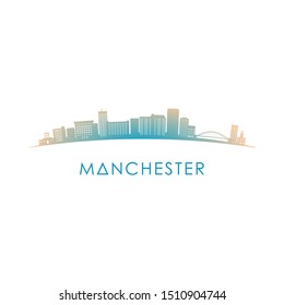 Manchester, New Hampshire skyline silhouette. Vector design colorful illustration.