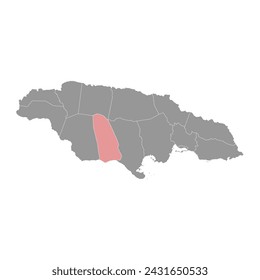 Manchester Parish map, administrative division of Jamaica. Vector illustration.