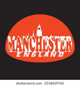 manchester and it's silhouette typography graphic print , Abstract fashion drawing and creative design for t-shirts, mugs, graphic tee, sweatshirt, cases, etc. Illustration in modern style for clothes