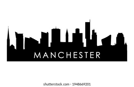 Manchester skyline silhouette. Black Manchester city design isolated on white background. 