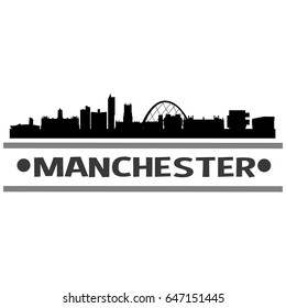 Manchester Skyline Silhouette Skyline Stamp Vector City Design