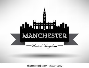 Manchester Skyline with Typography Design