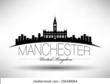 Manchester Skyline with Typography Design