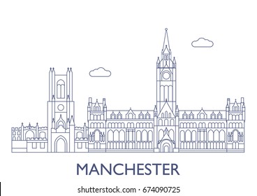 Manchester, United Kingdom. The most famous buildings of the city