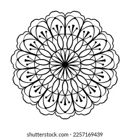 Mandal ornament in a circle. Decorative vector design. Coloring page. 