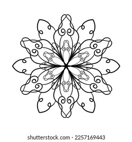 Mandal ornament in a circle. Decorative vector design. Coloring page. 
