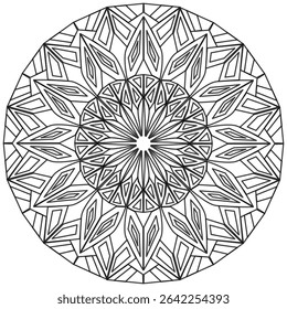 Mandala 373, ethnic, swirl pattern, object isolated on white background. Coloring page 432, hand drawn, vector.