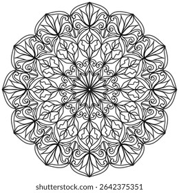 Mandala 377, ethnic, swirl pattern, object isolated on white background. Coloring page 436, hand drawn, vector.