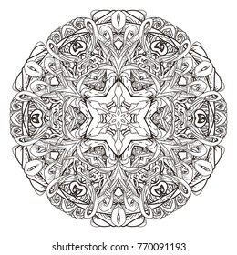 Mandala. Abstract decorative background. Islam, Arabic, oriental, indian, ottoman, yoga motifs. Vector illustration for coloring pages