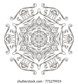 Mandala. Abstract decorative background. Islam, Arabic, oriental, indian, ottoman, yoga motifs. Vector illustration for coloring pages