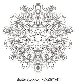 Mandala. Abstract decorative background. Islam, Arabic, oriental, indian, ottoman, yoga motifs. Vector illustration for coloring pages