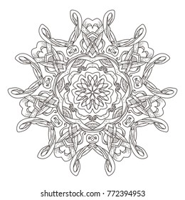 Mandala. Abstract decorative background. Islam, Arabic, oriental, indian, ottoman, yoga motifs. Vector illustration for coloring pages