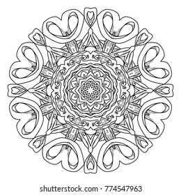 Mandala. Abstract decorative background. Islam, Arabic, oriental, indian, ottoman, yoga motifs. Vector illustration for coloring pages