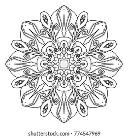 Mandala. Abstract decorative background. Islam, Arabic, oriental, indian, ottoman, yoga motifs. Vector illustration for coloring pages