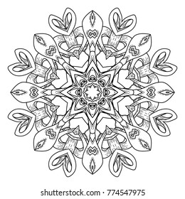 Mandala. Abstract decorative background. Islam, Arabic, oriental, indian, ottoman, yoga motifs. Vector illustration for coloring pages