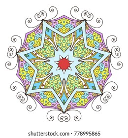 Mandala. Abstract decorative background. Islam, Arabic, oriental, indian, ottoman, yoga motifs. Vector ornament
