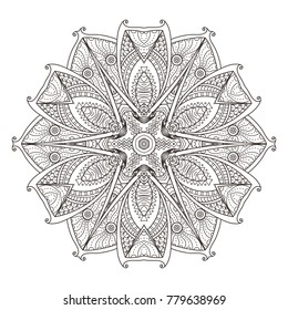 Mandala. Abstract decorative background. Islam, Arabic, oriental, indian, ottoman, yoga motifs. Vector illustration for coloring pages
