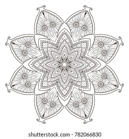 Mandala. Abstract decorative background. Islam, Arabic, oriental, indian, ottoman, yoga motifs. Vector illustration for coloring pages