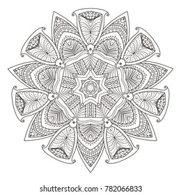 Mandala. Abstract decorative background. Islam, Arabic, oriental, indian, ottoman, yoga motifs. Vector illustration for coloring pages