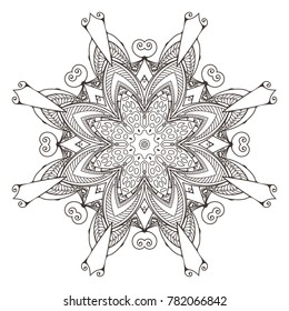 Mandala. Abstract decorative background. Islam, Arabic, oriental, indian, ottoman, yoga motifs. Vector illustration for coloring pages