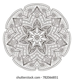 Mandala. Abstract decorative background. Islam, Arabic, oriental, indian, ottoman, yoga motifs. Vector illustration for coloring pages