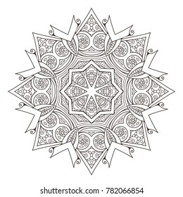 Mandala. Abstract decorative background. Islam, Arabic, oriental, indian, ottoman, yoga motifs. Vector illustration for coloring pages