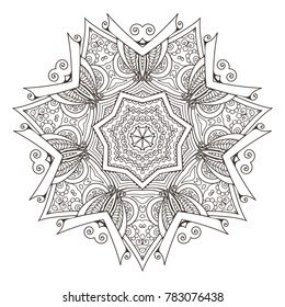 Mandala. Abstract decorative background. Islam, Arabic, oriental, indian, ottoman, yoga motifs. Vector illustration for coloring pages