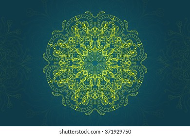 Mandala abstract design element. Round mandalas in vector. Graphic template for your design. Decorative retro ornament. Set of Ethnic Fractal Mandala.