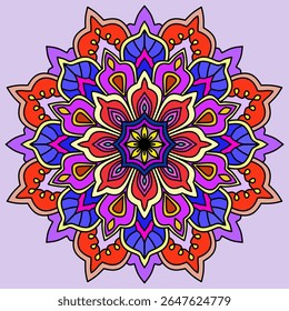 Mandala abstract floral background, Vintage decorative elements. Oriental pattern, vector illustration, colorful mandala, mystic, ottoman motifs. design for decoration, carpet, wall art, embroidery