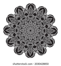 Mandala abstraktes blumengeschmackliches Design der orientalischen Dekoration geometrische Meditationsgrafik, Hintergrund