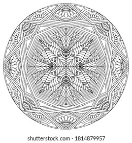 Mandala mit abstrakten linearen Ornamenten auf weißem Hintergrund, Vektorgrafik
