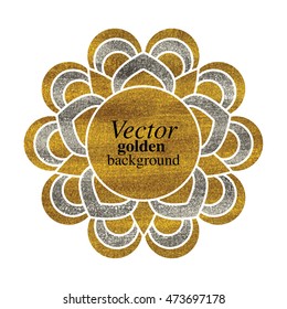 Mandala. Abstract oriental golden and silver circle vector ornament. Ink flower background