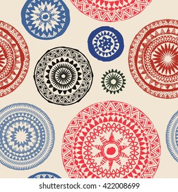 Mandala. Padrão sem emenda vetorial de ornamentos redondos abstratos