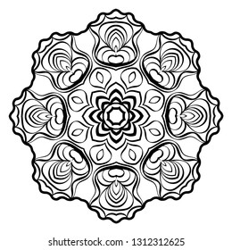 Mandala. Abstract Round Vector Illustration. Anti-Stress Therapy Pattern. Black, white.